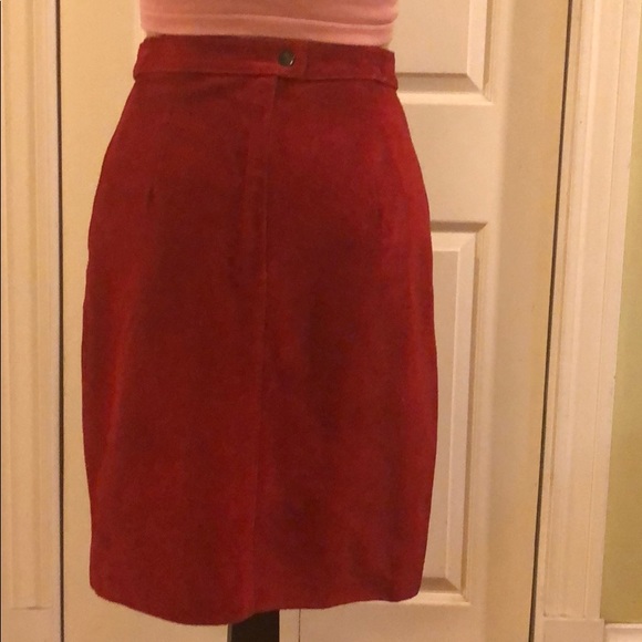 Vintage Red Suede Midi Skirt - Picture 2 of 9